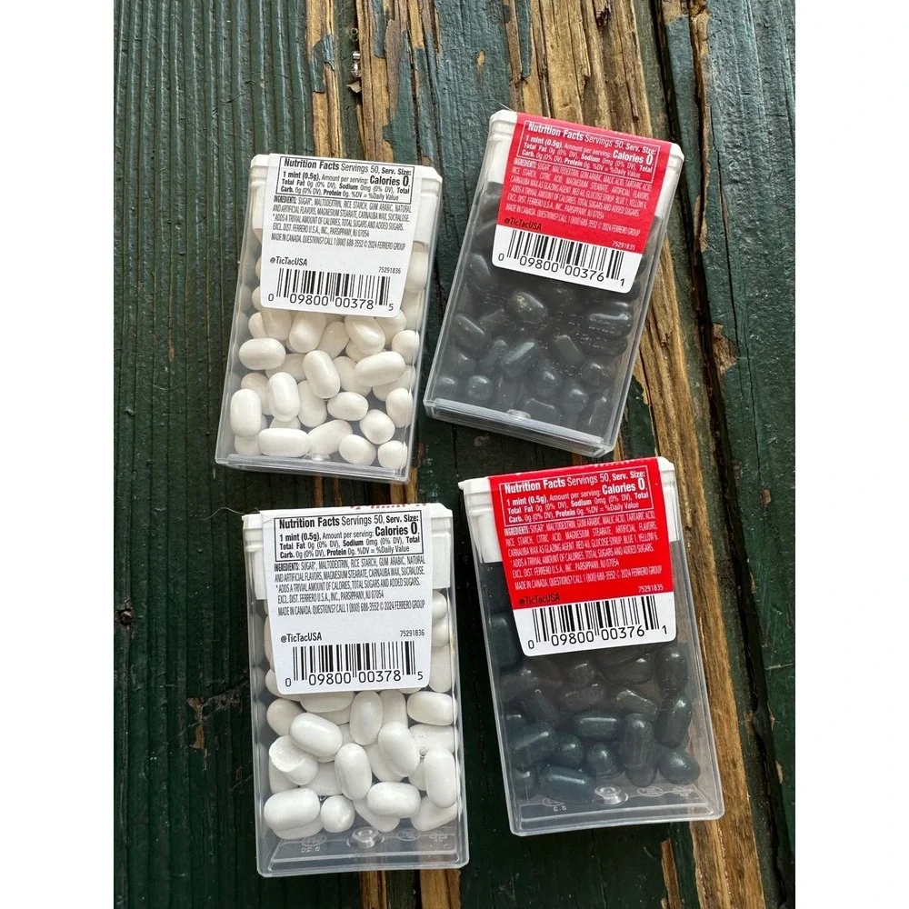 Tic Tac Naughty or Nice Mints 4 Pack Candy Cane and Lumps of Coal Sour Cherry‎